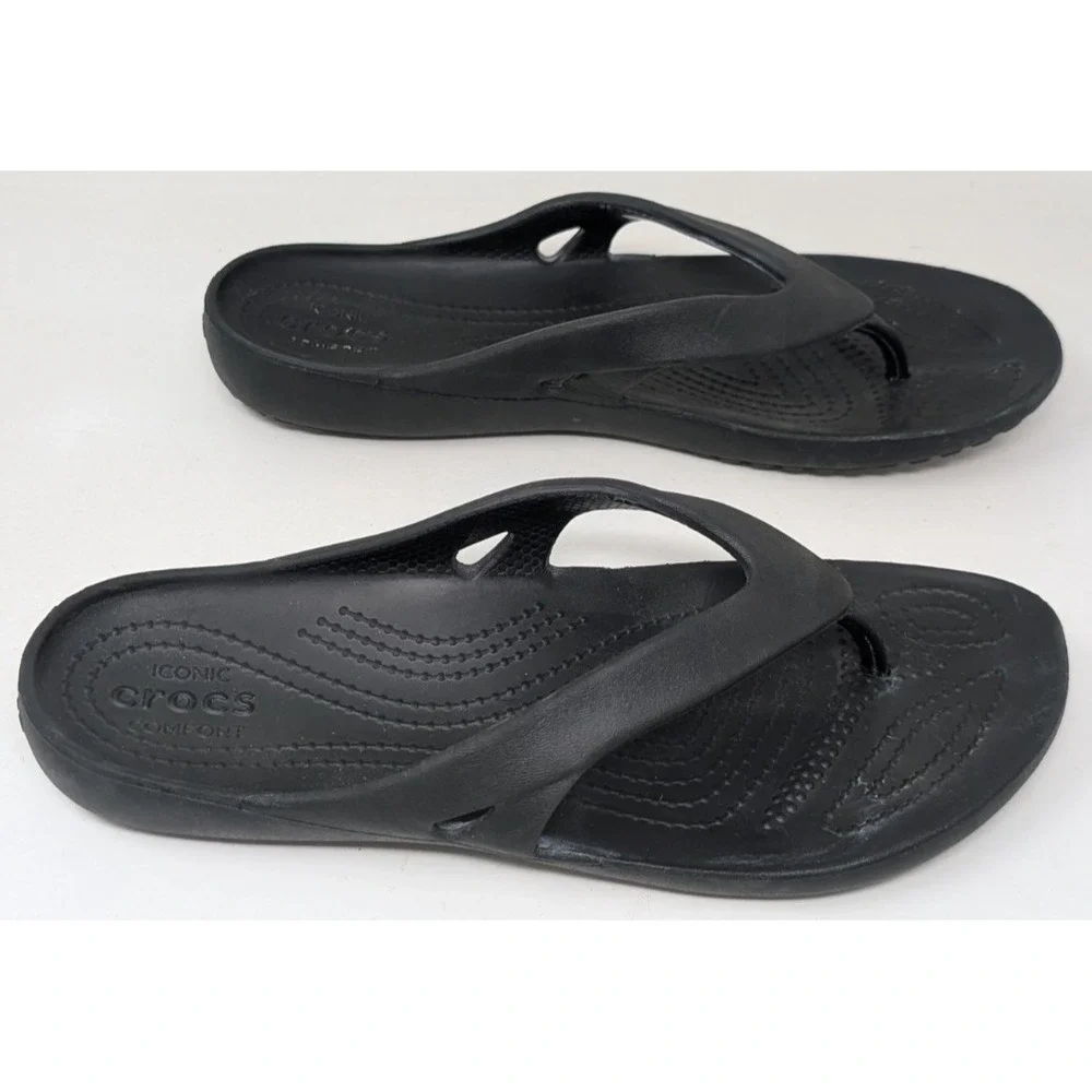 Crocs Kadee II Flip‎ Thong Women's Size 8 Black Sandals Flip Flops Light